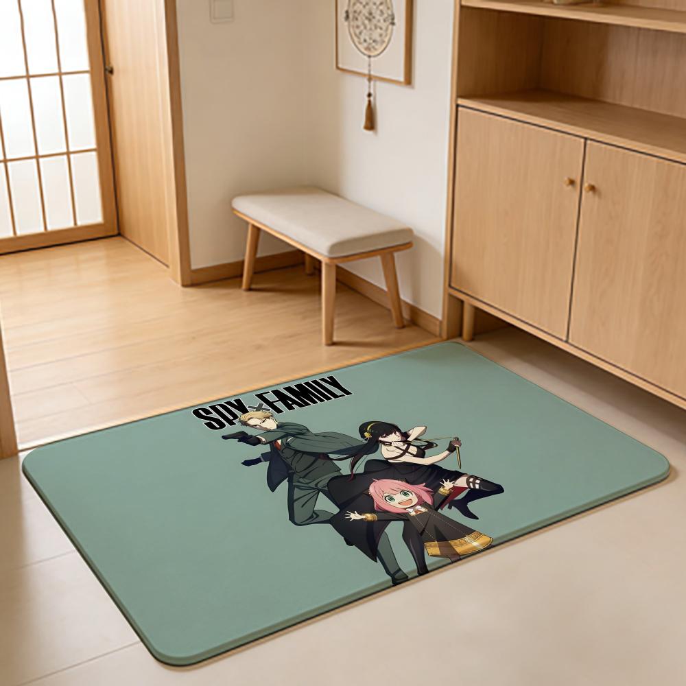 ANIME S-Spy Family Floor Mat Absorbent Floor Mat Non-Slip Entrance Rug for Bathrooms Restrooms and Toilets