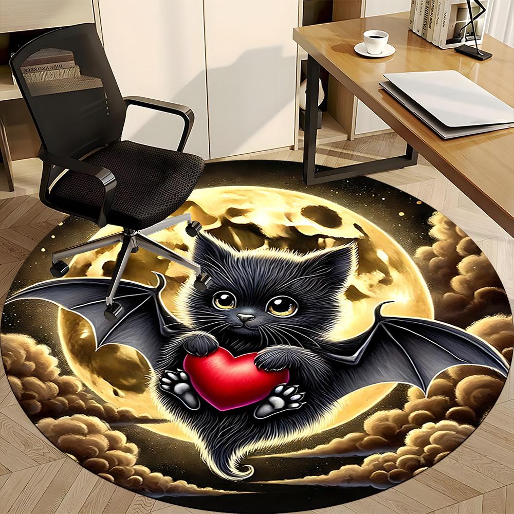 1pc bat Office Round Area Rug, Under Office Chairs Bedroom Living Room Home Decor, Room Deco