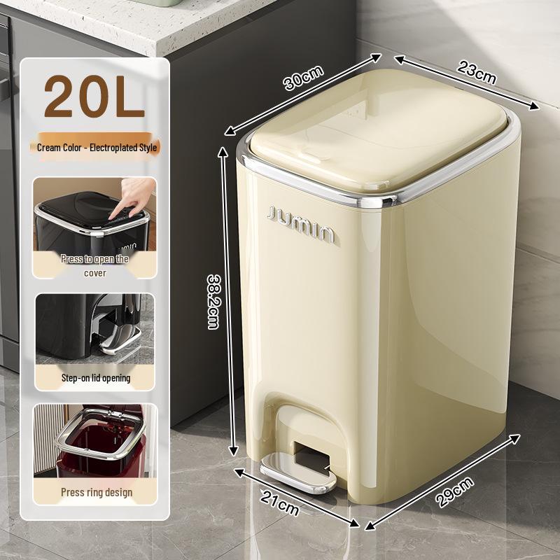 Luxury Pedal Trash Bin with Lid: Hands-Free Operation for Kitchen, Living, Dining, Bedroom