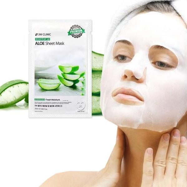 3W Clinic Premium Essential Up Aloe Pure Cotton Mask Sheets (10 Sheets) (11258670) 1 main product