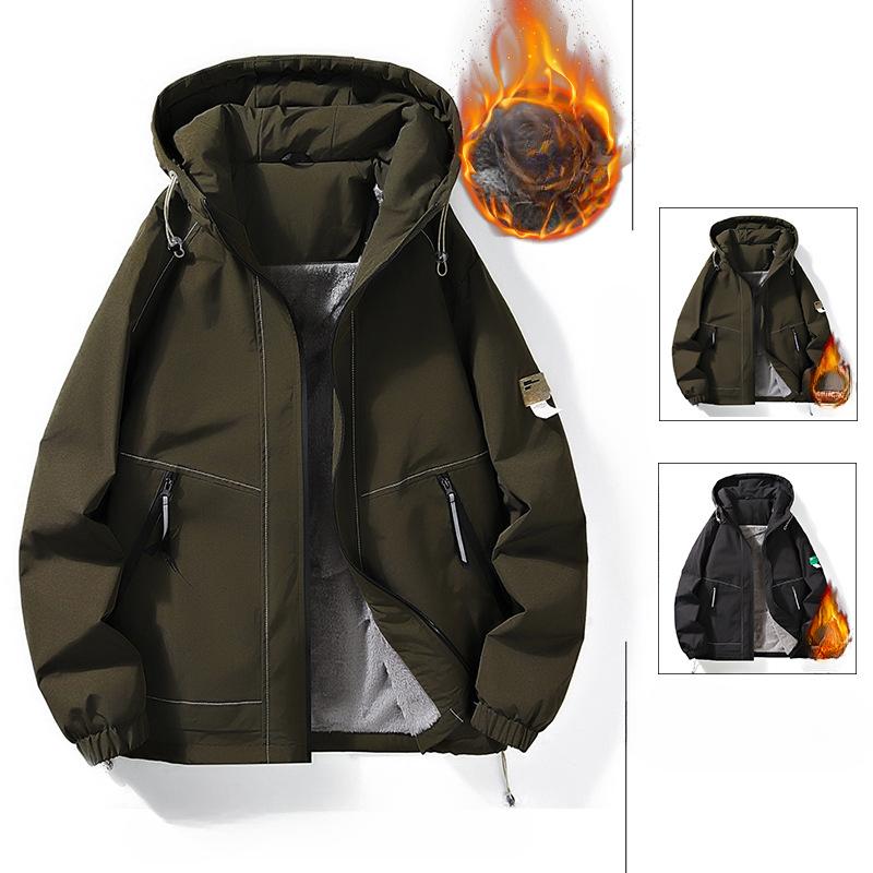 Giacca in Pile Ispessito da Uomo per Giovani Giacca da Uomo di Marca alla Moda Cool Bello Abbigliamento Autunnale e Invernale Pile Trend Giapponese Top