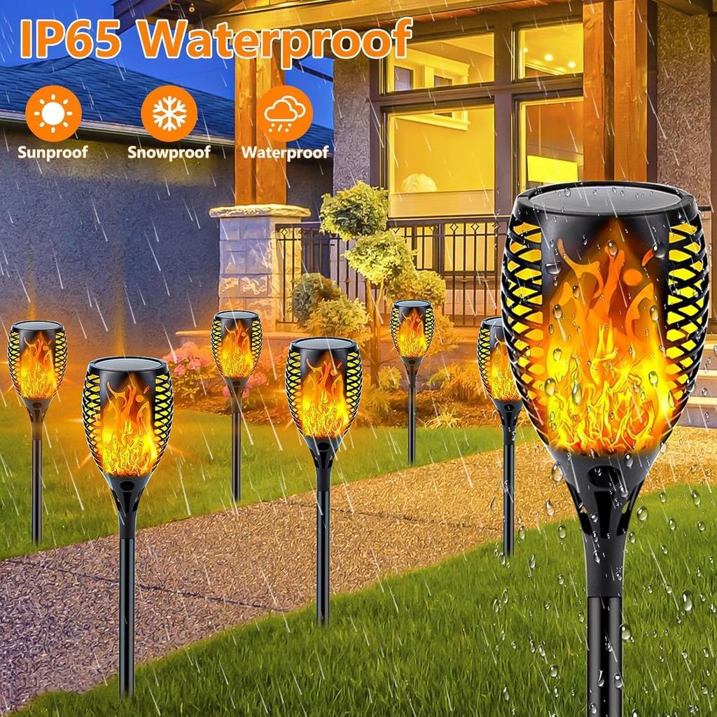 4-Pack Solar Lights Outdoor Torch Lights Waterproof Flickering Flame Lamp Dusk to Dawn Auto On/Off Decorations for Patio Garden Landscape Pathway