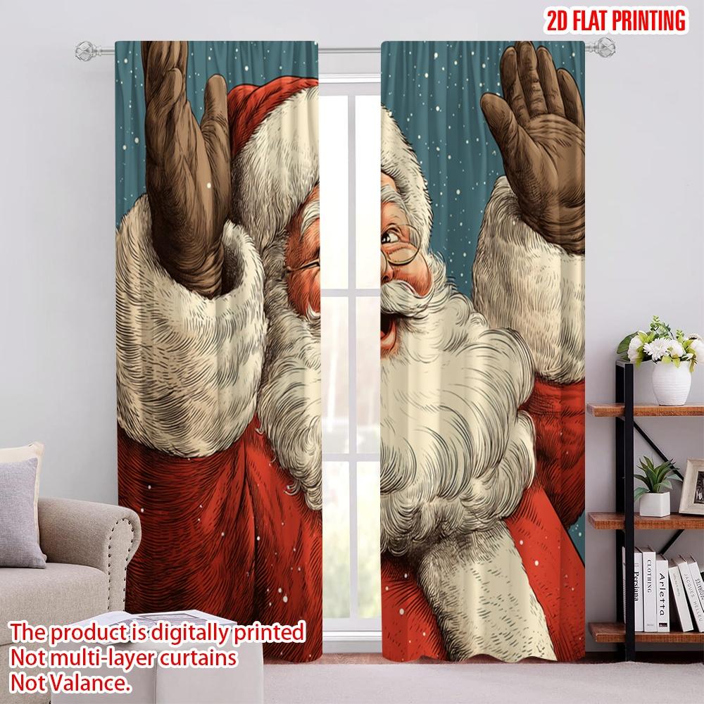 

2pcs,2D plane printing Curtain Fabric American Santa Claus Versatile Polyester (without rod) Home Decor Use for Bedroom, Living 52.50 × 116.00 cm 2 pcs
