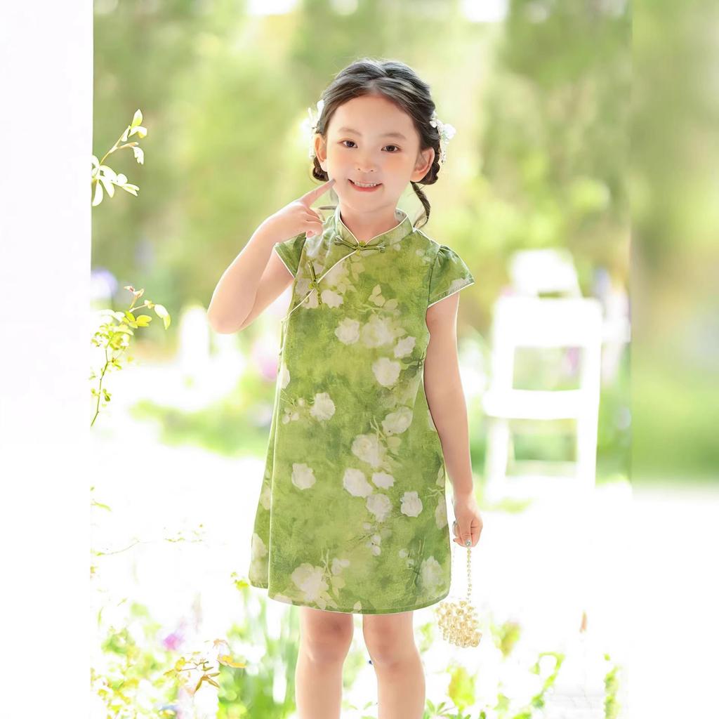 Mädchen Sommer 2026 Cheongsam Kleid - Moderner Chinesischer Stil Prinzessinnenrock für ältere Kinder.