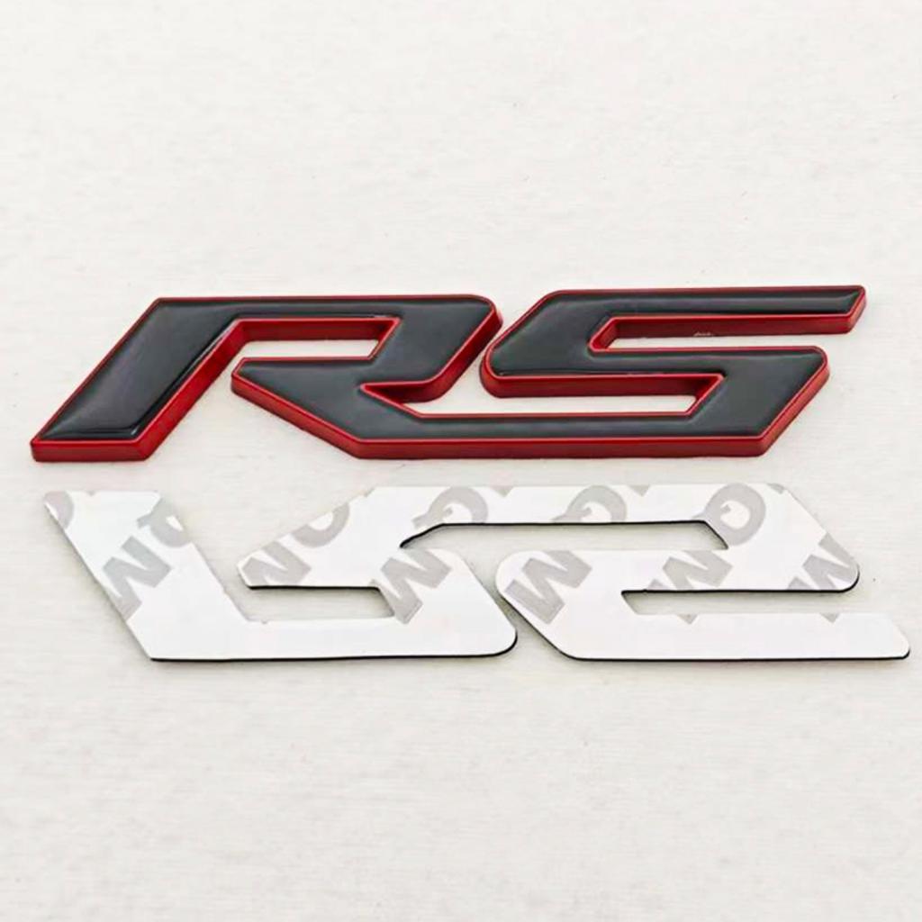 3D Metal RS Logo Badge Sticker Front Grill Emblem Rear Trunk Decal Car Accessories High-Quality Accessories are Suitable for Most Vehicle Models