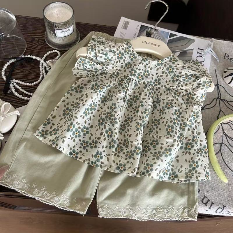 Summer Girls Floral Two Piece Set Korean Mori Girl Casual Outfit
