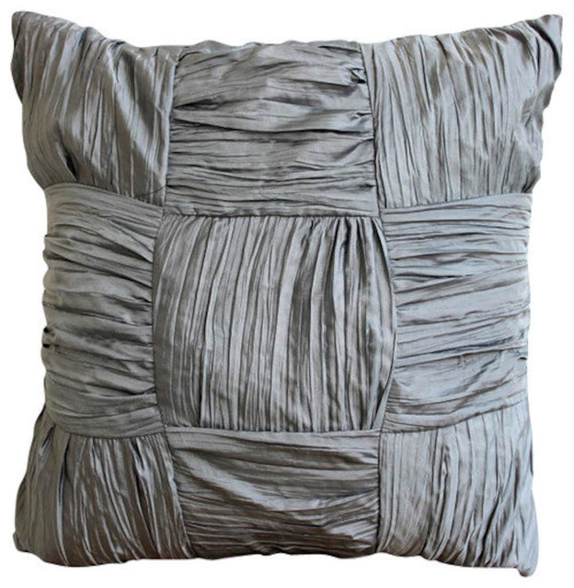 

The HomeCentric Grey Shams Клетчатые однотонные наволочки из измельченного шелка Подушка Shams в стиле пэчворк Пасха — мечтательный серебристо-серый