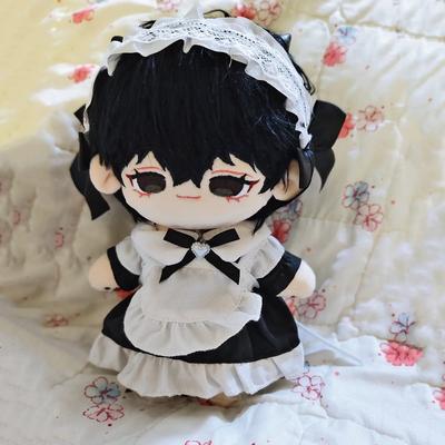 20cm Doll Clothes Cute Maid Outfit Set, Cotton Plush Doll Dress Up, Kawaii Costume for 20cm Plushies, Handmade Doll Accessories