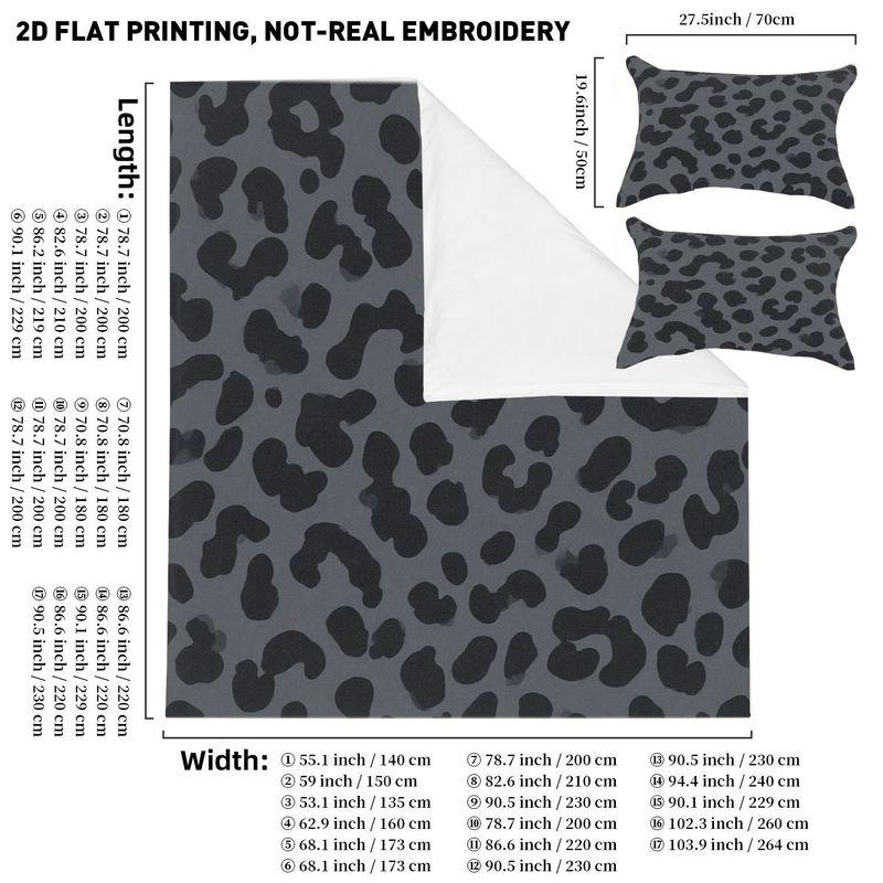 3 Piece Bedding Pillowcase Duvet Cover Set Dark Grey Black Leopard Print Spotted 2D Digital Print For Bedroom Dorm Decoration