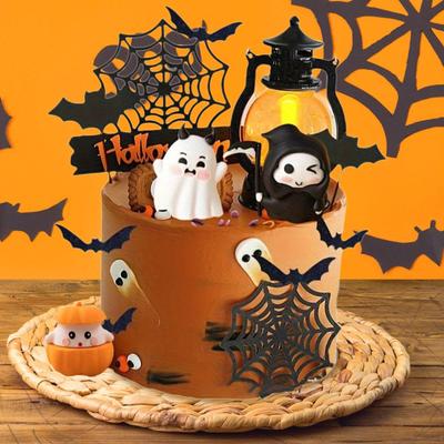 16 Pieces Cake Topper Halloween Theme Multipurpose Creative Pumpkin Web Decorations for Man