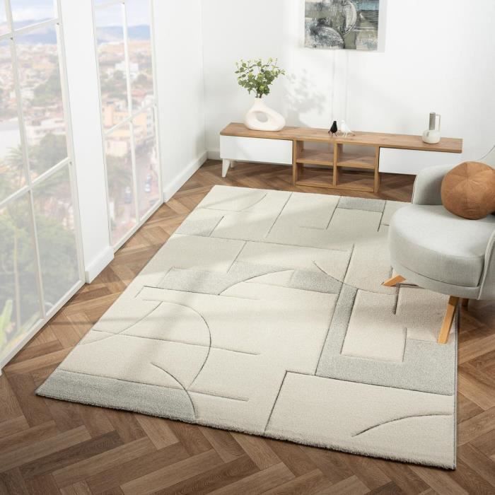 Tapis de salon - UNAMOURDETAPIS - ZICOL - Moderne - Ecru - 120x170 cm