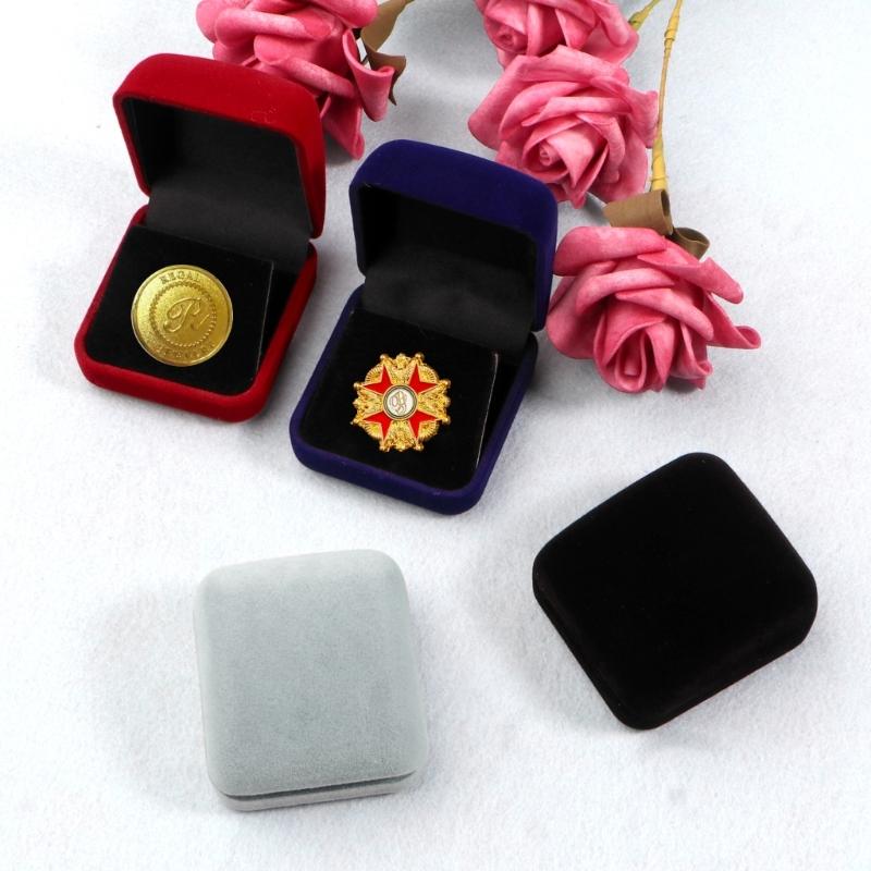Velvet Coin Box Medals Storage Case Military Coin Display Box Jewelry Case Gift Box for Gem Coins Medals 2.04x2.2x1.25in