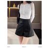 High-Waisted Leather Shorts for Women - 2026 New Style A-Line Slim Fit PU Wide-Leg Bootcut (Autumn/Winter) In Black