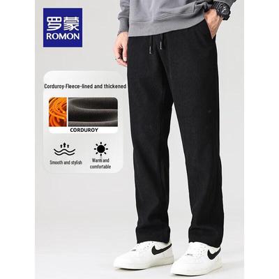 Men's Fleece-Lined Corduroy Straight-Leg Pants