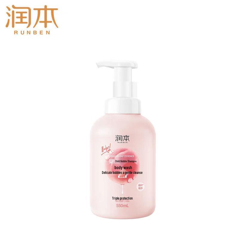 Runben Baby 2-in-1 Bubble Shampoo & Shower Gel with Peach Leaf Extract