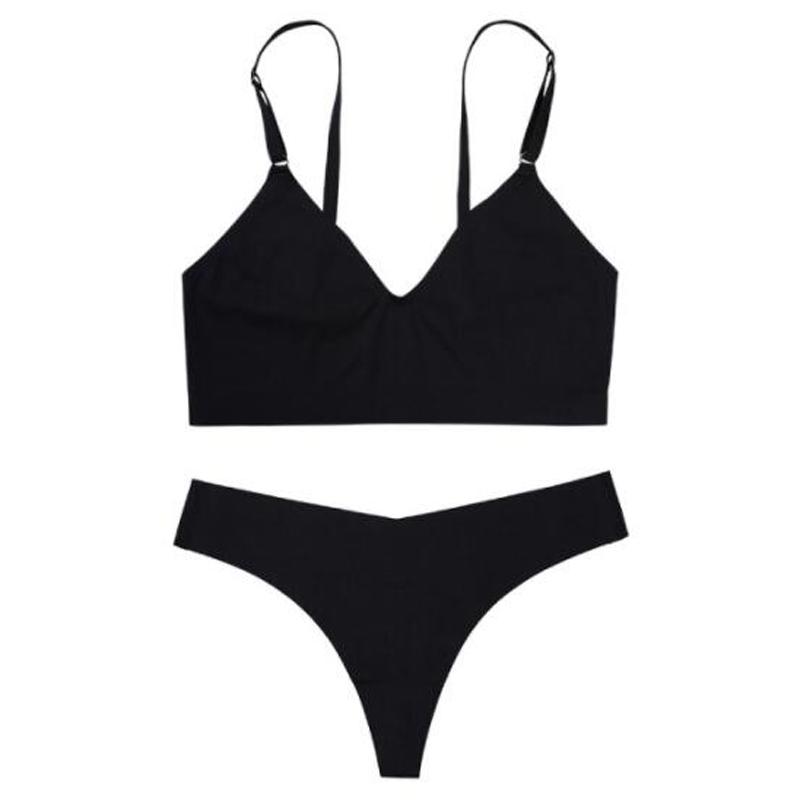 

CINOON женский бесшовный комплект с бюстгальтером, сексуальные стринги с низкой талией, v-образный вырез, бюстгальтер без косточек, нижнее белье без косточек, бюстгальтер, женский комплект нижнего белья из ледяного шелка XL