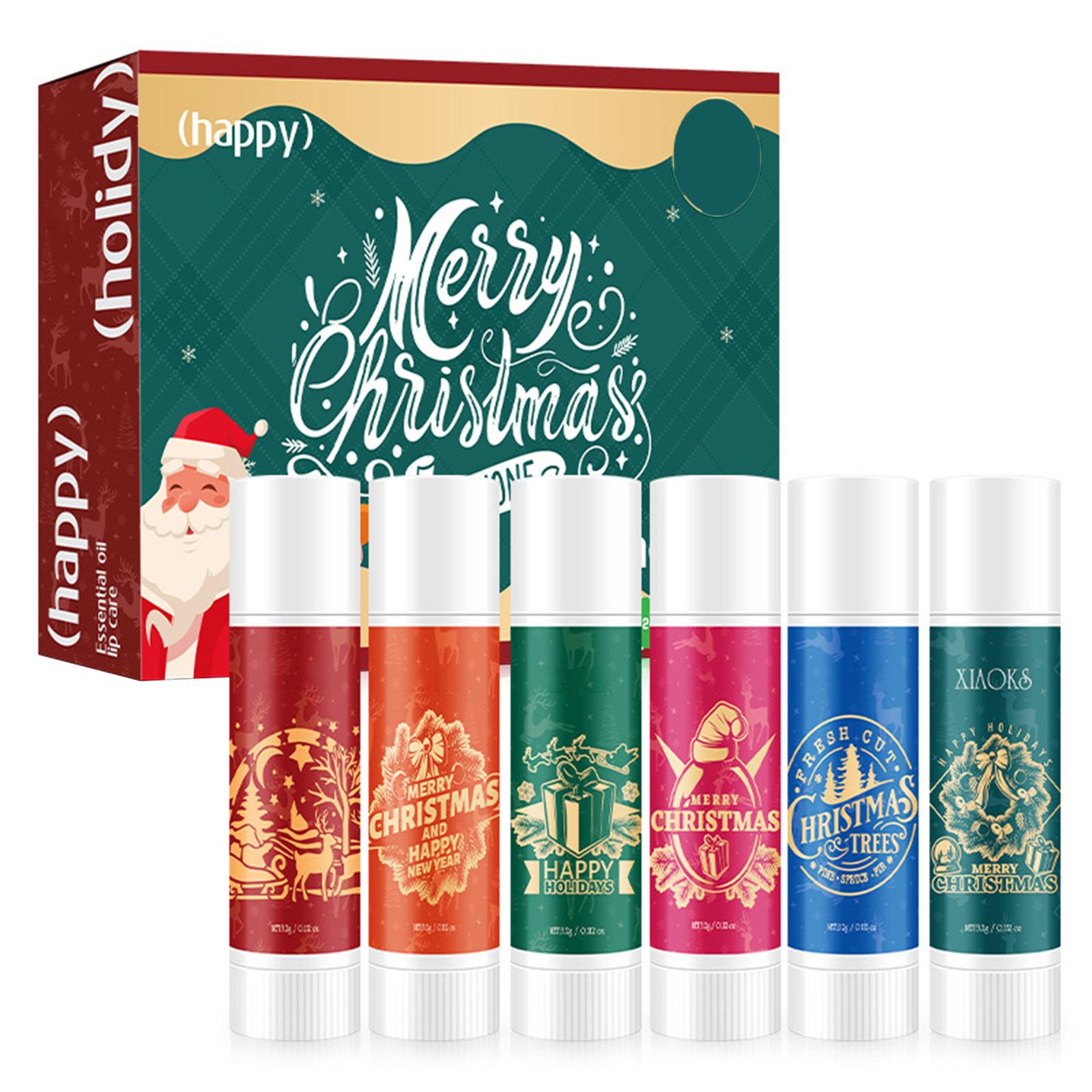 

Рождественский подарочный набор бальзамов для губ, 3 фруктовых вкуса, увлажняющий бальзам для сухих потрескавшихся губ, в изысканной упаковке, подарки для ухода за губами для женщин и мужчин One Size