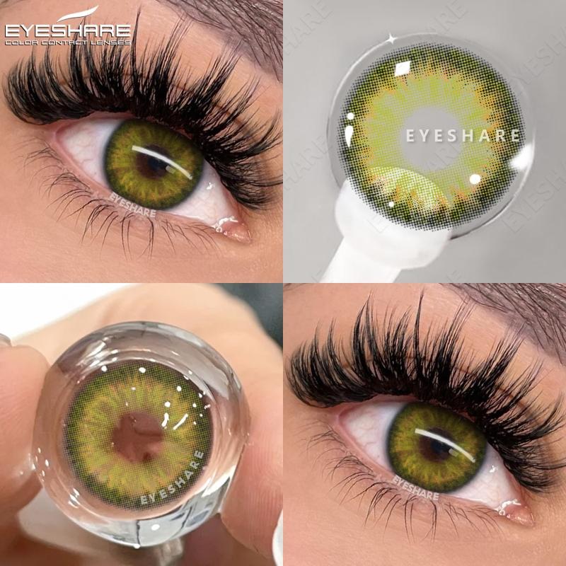 Eyeshare 2ks/pár Kontaktní čočky řady NICOSIA Roční zelené čočky 14,2 mm Modré oči Čočky Módní kosmetika Žáci
