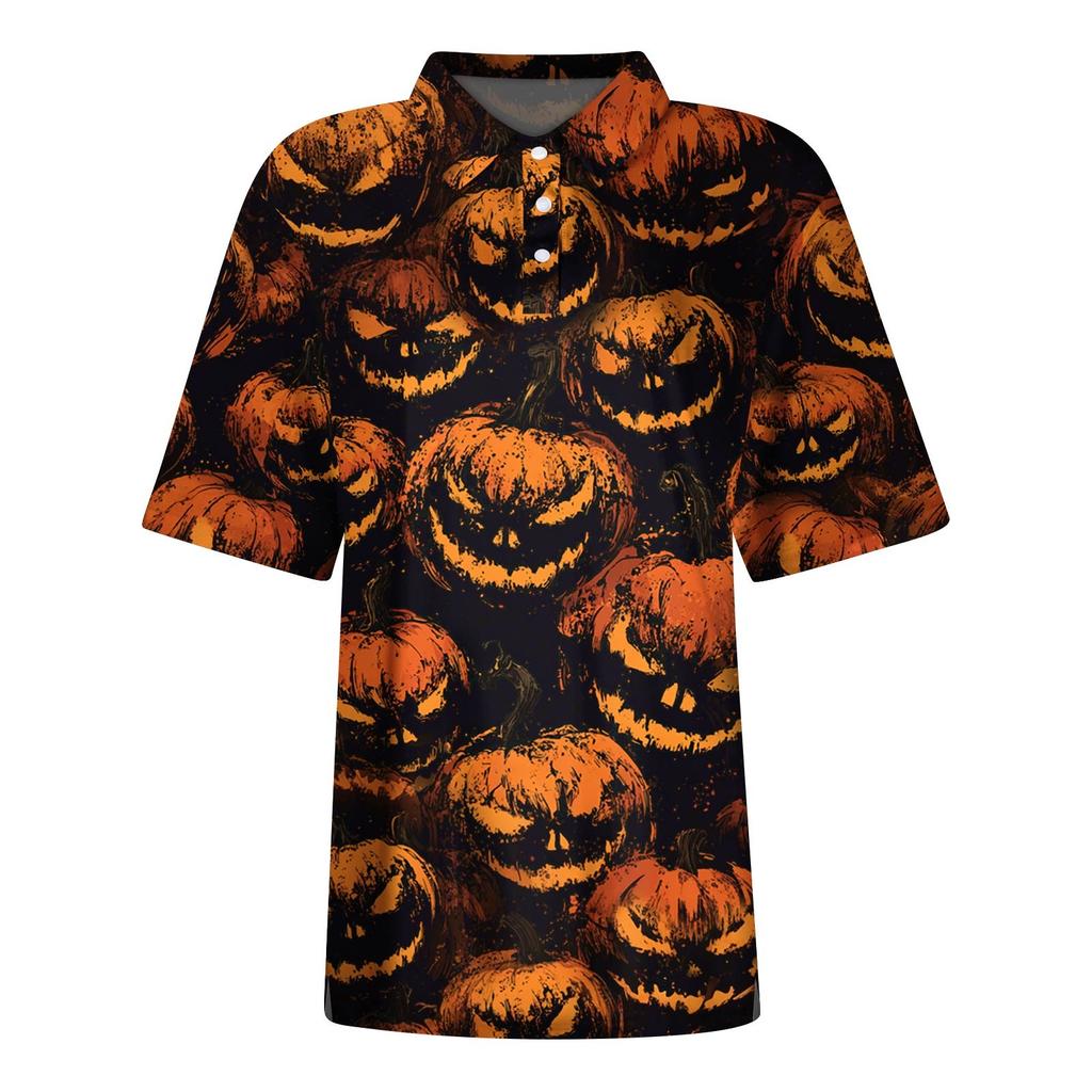 Women's Fashion Casual Lapel Short Sleeve Printed Shirt Women's Button Up Tops