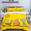 Spongebob Przyjaciele Przygoda Nadruk 3-częściowy Komplet PościeliPoszewka na Kołdrę z 2 Poszewkami na Poduszki Domowy Prezent Urodzinowy