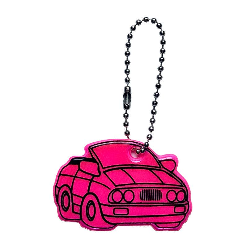 Kreskówkowy Samochód Odblaskowy Wisiorek Brelok do Plecaków Szkolnych dla Uczniów