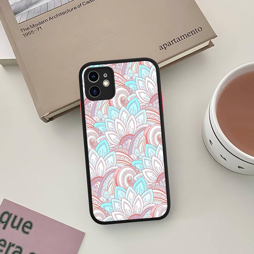 Mandala Painting For iPhone 11 12 13 14 15 16 Pro Max Plus Matte Translucent Phone Cover