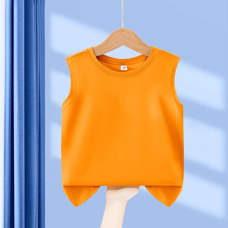 Boys' Solid Color Cotton Tank Top - Summer Sleeveless T-Shirt for Kids and Baby.