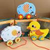 Beech Wood Drumming Bear Pull-Along Toy - Toddler's Early Education Walker