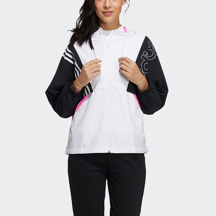 Adidas Neo Damen Color Blocked Logo Bestickt Gestreift Sport Kapuzenjacke Damen Jacken GT1879