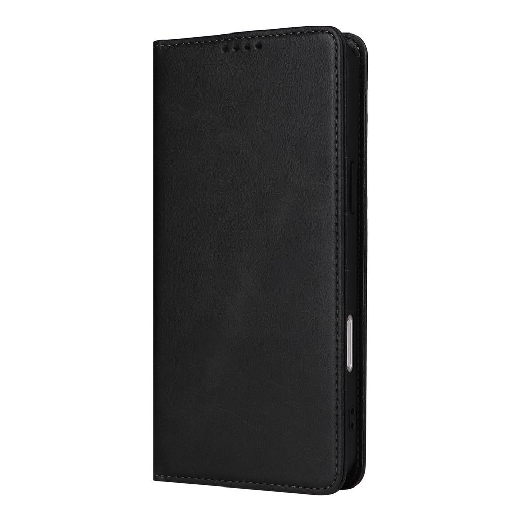 Applicable To iPhone16 Mobile Phone Leather Case 15Pro Solid Color Leather Pattern Card Wallet Magnetic Protective Case 14plus