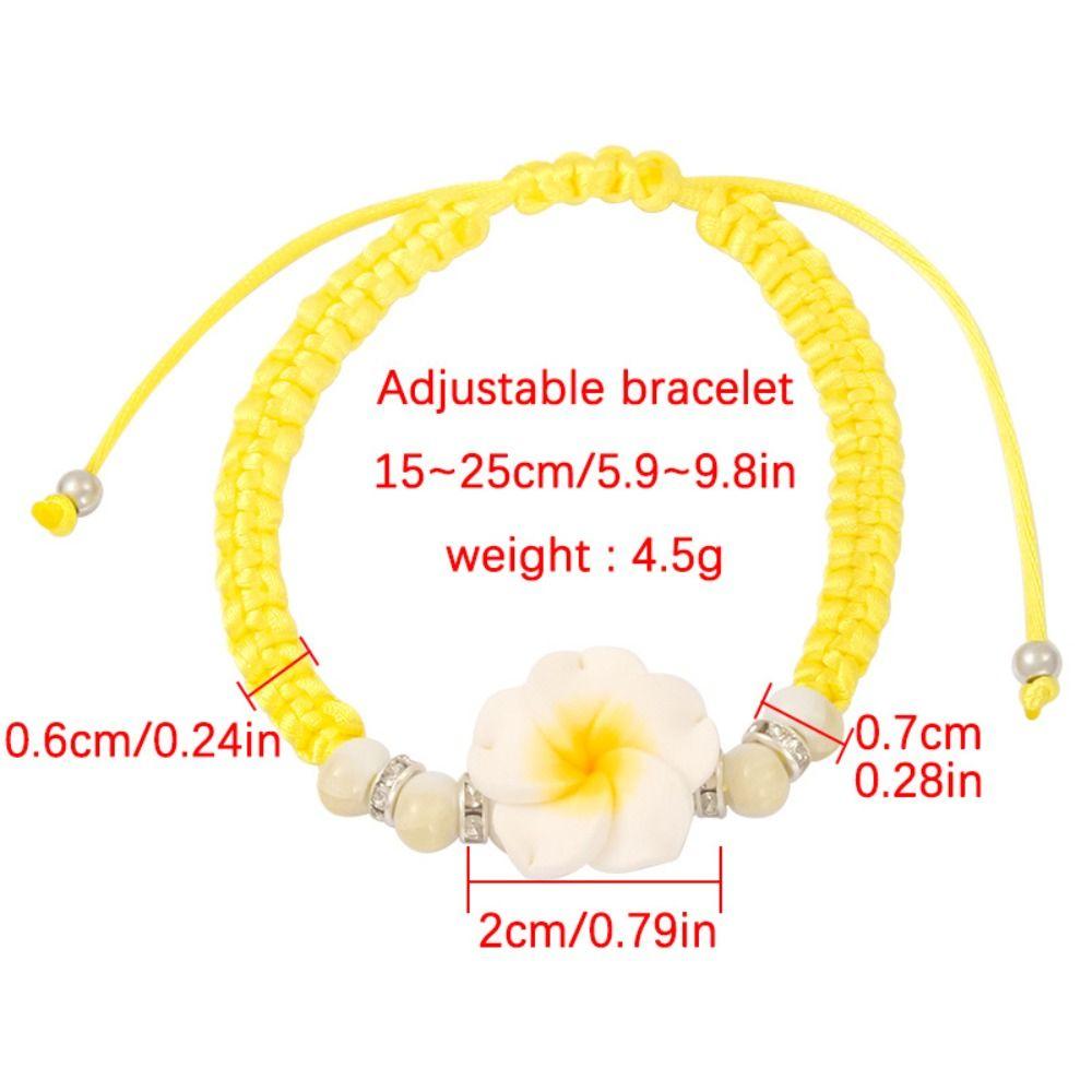 Boho Polymer Clay Braid Rope Bracelet Colorful Bohemian Beach Jewelry Cute Flower Bracelet  Women
