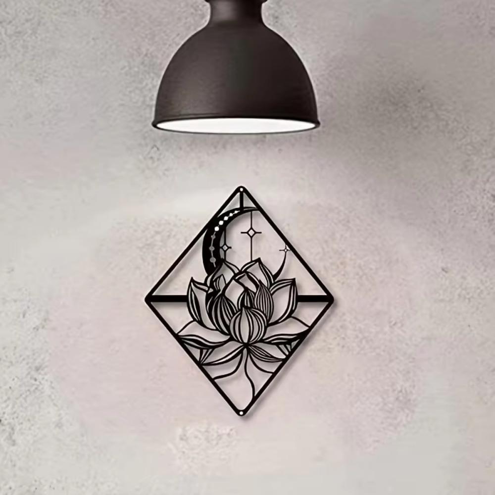 Metal Lotus Wall Art - Moon Flower Ornament, Elegant Hanging Sculpture for Home Decoration, Crafts, and Room Décor