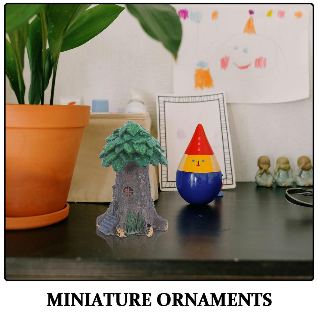 2Pcs Mini Resin Tree Ornament Fairy Garden Decor Outdoor Indoor Micro Landscape Accessory for Terrarium Bonsai Aquarium