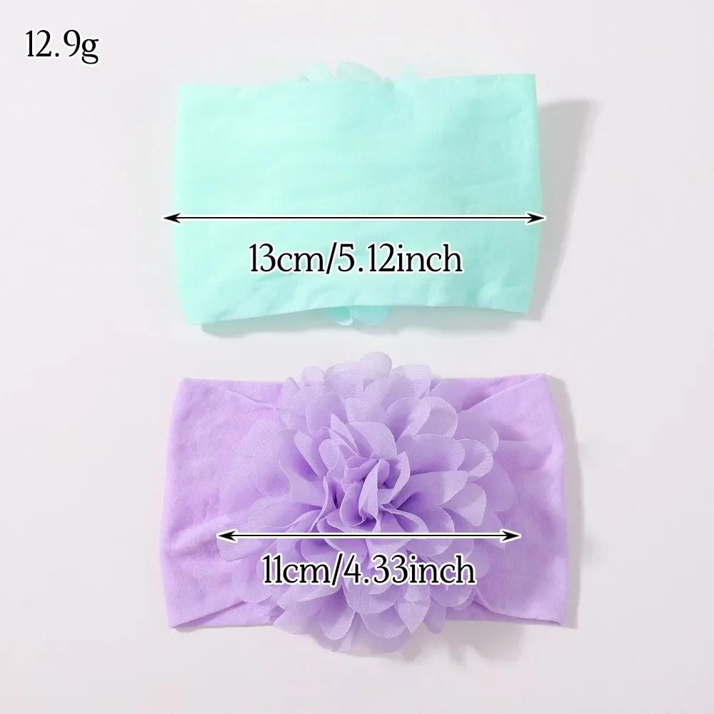 4 st/set Nyfödd Baby Blomma Bredd Hårband för Flickor Elastisk Barn Turban Baby Rosetter Mjukt Nylon Huvudbonad Håraccessoarer