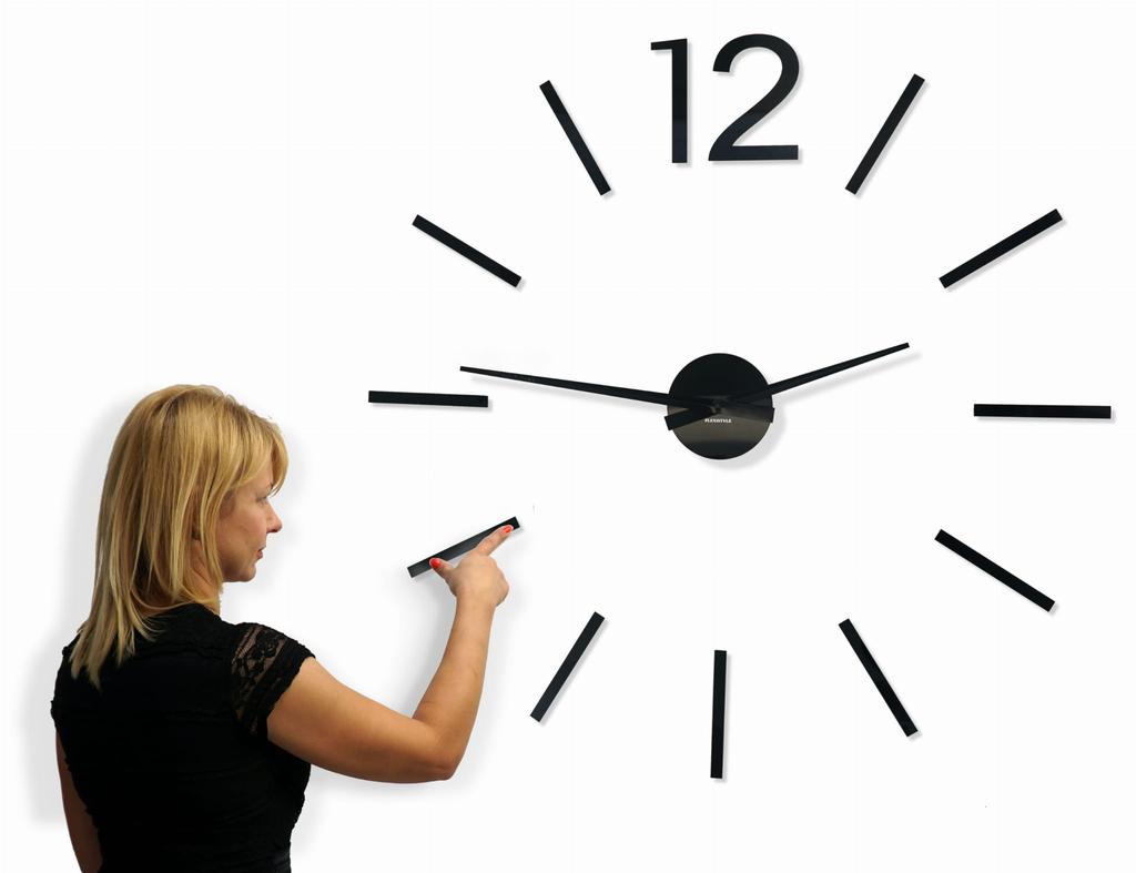 Modern stick-on wall clock 100-130cm