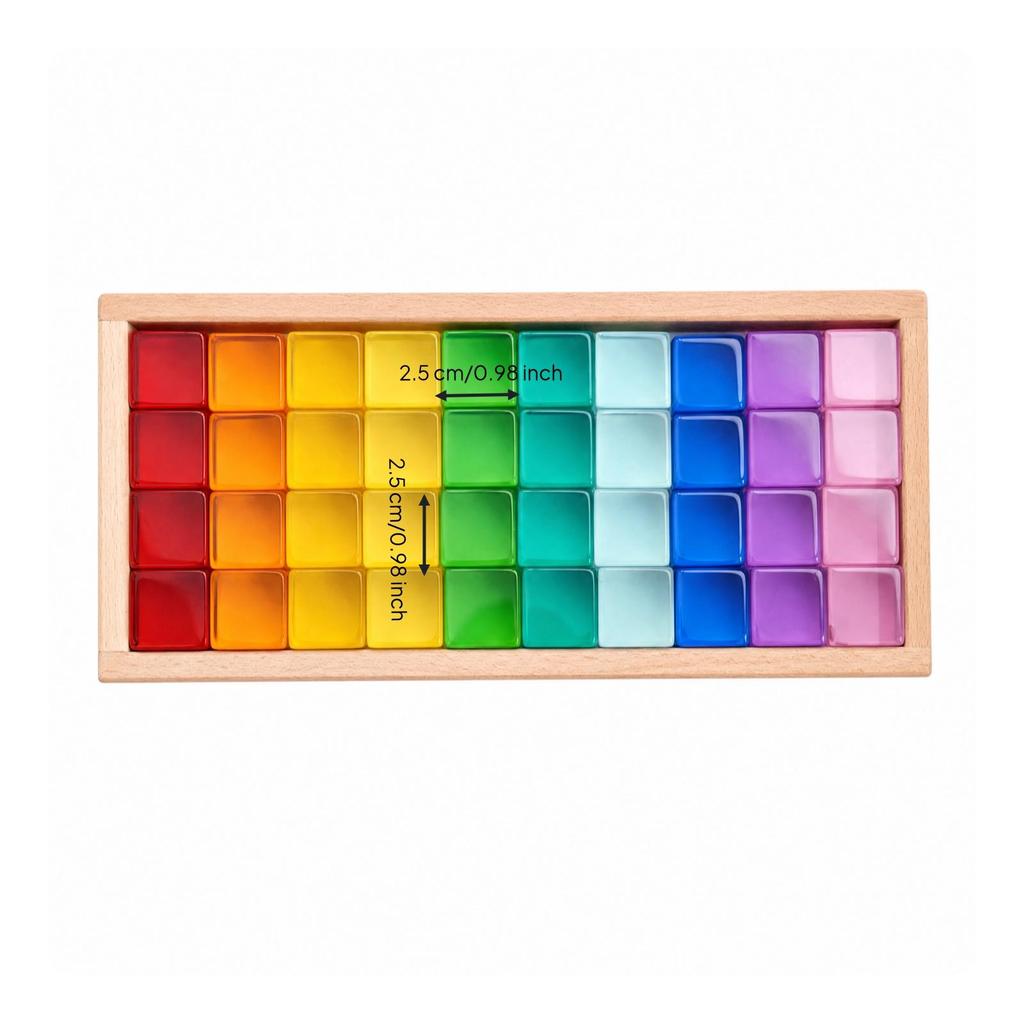40 Pieces Cube-Shaped Sensory Building Blocks Colorful Forbright Table Play