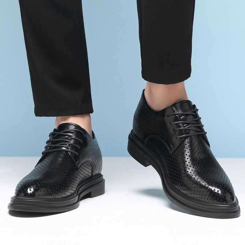 Inner height-increasing hole shoes men's 8cm summer new hollow breathable business dress leather shoes men's genuine leather sandals
