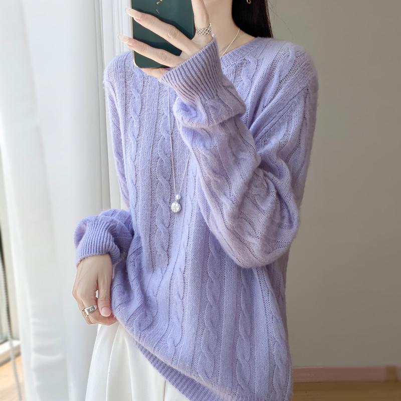Women's cashmere sweater Qinghe cashmere 30% cashmere 70% wool autumn and winter pullover warm and fashionable