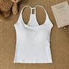 Women's Gray Strappy Tank Top with Chest Pads - Summer Cover for Armpit Fat, Beautiful Back - Perfect Base Layer for Spring and Autumn