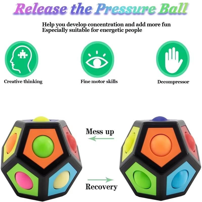 Alien Decompression Puzzle Polygon Press Rainbow Magic Ball 12 Hole Adult Rubik Cube Decompression Creative Toy