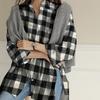 2025 Women's Plaid Lapel Long-Sleeve Mid-Length Fashion Shirt
