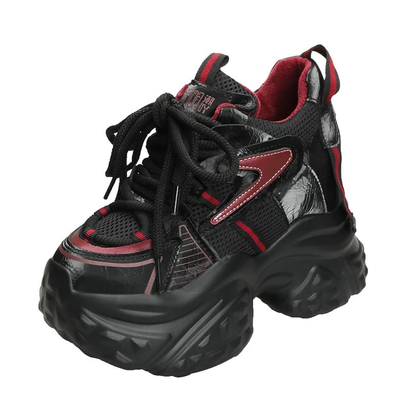 

Мода 12 см Новая Осень Дышащие Женские Массивные Повседневные Туфли Высокий Каблук Зима Танкетки Сетка Кроссовки Толстая Подошва Кроссовки Платформа Туфли 34 чёрный