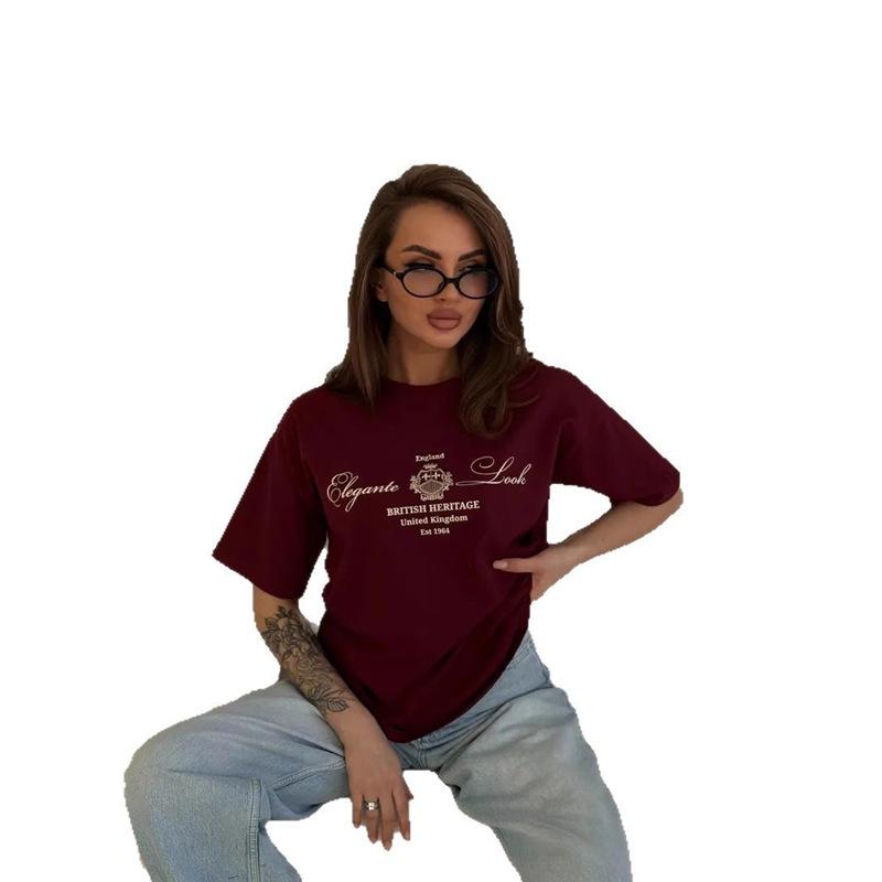 Trendy Oversized Printed Tee: 100% Loose Short Sleeve, Versatile European & American Style
