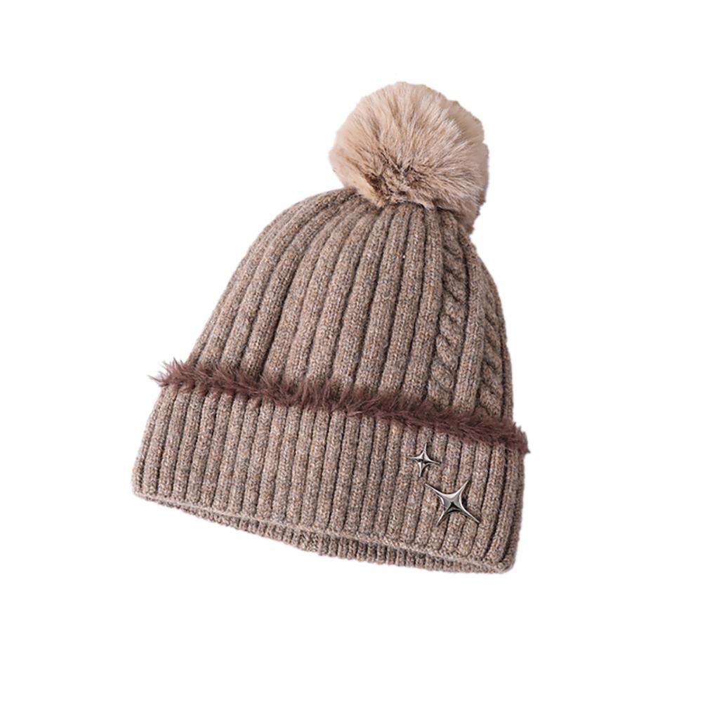 2023 New Winter Five-star Logo Wool Ball Thickened Warm Hat To Prevent Cold Winter Ear Protection Wool Knitted Hat