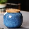 Kiln-changed Sealed Tank Ceramic Home Kitchen Jars Tea Packaging Storage Jar with Bamboo Cover Food Storage Jars