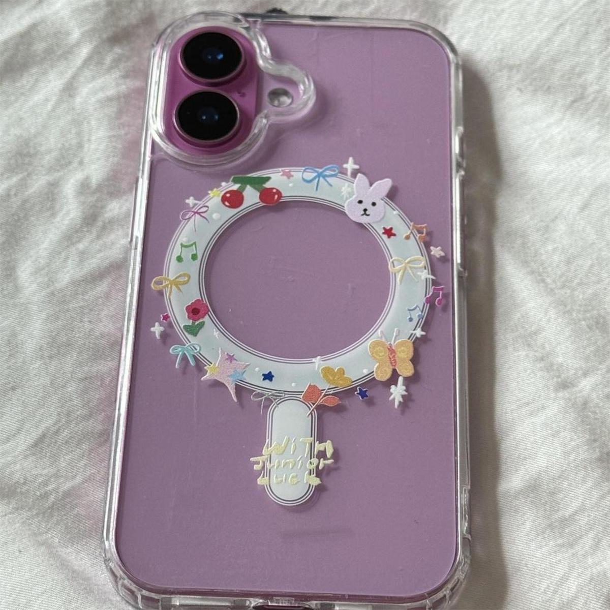 

Magnetic Phone Case with Holder for Apple Magsafe Magnetic Head for Vivo Phone Case Liquid Silicone Case Ins For iPhone 17PROMAX