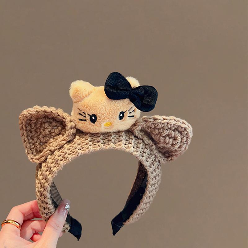 

Cute Little Bear Ears Headbands Female Sweet Hairbands Facial Wash Face Wool Handmade Hair Accessories Bu Strand Headbands хаки