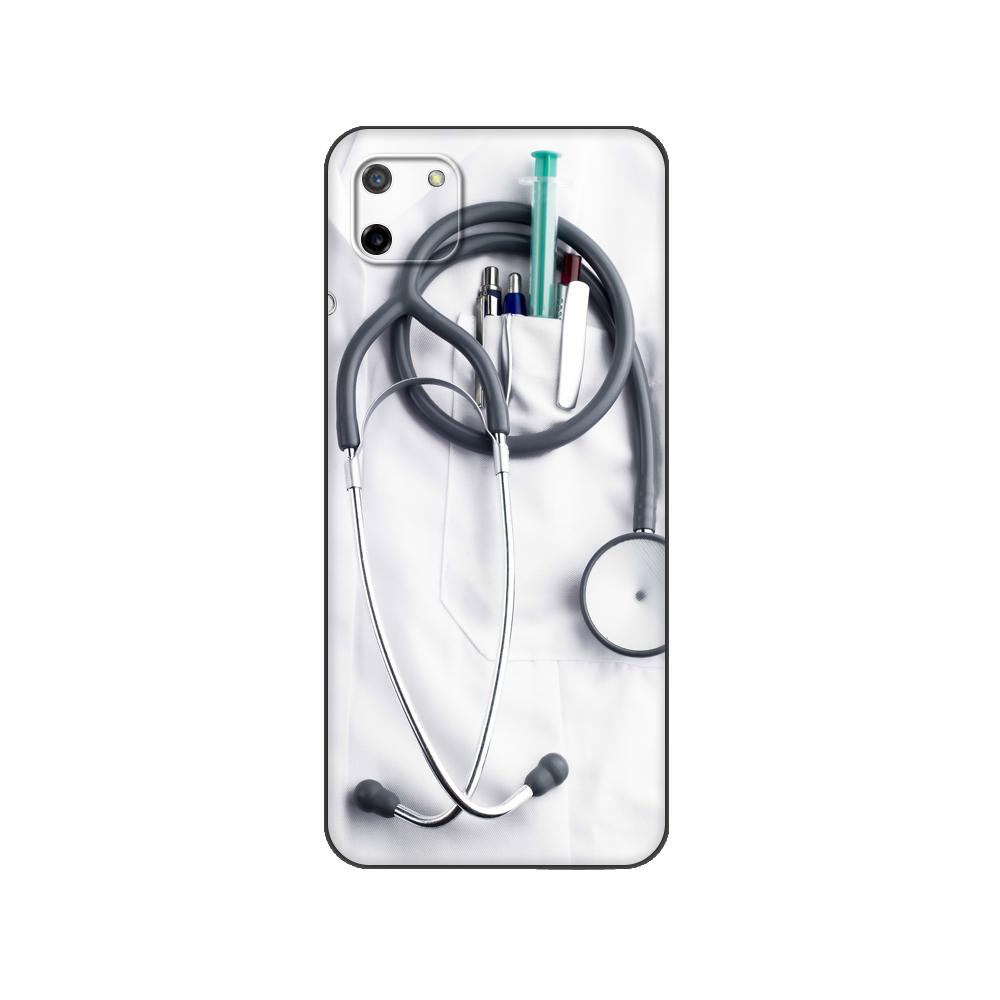 Schwarze TPU-Hülle für OPPO Realme C11 2020 2021 C20 C21 C21Y C25Y Rückseite Krankenschwester Medizinisch Medizin
