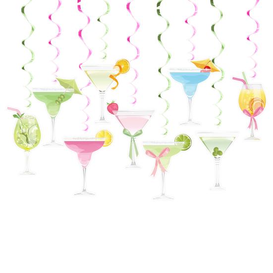 48Pcs/Set Martini Party Hanging Swirl Decoration Ceiling Hanging Streamer Spiral Decor Birthday Graduation Wedding Celebration Baby Shower Party
