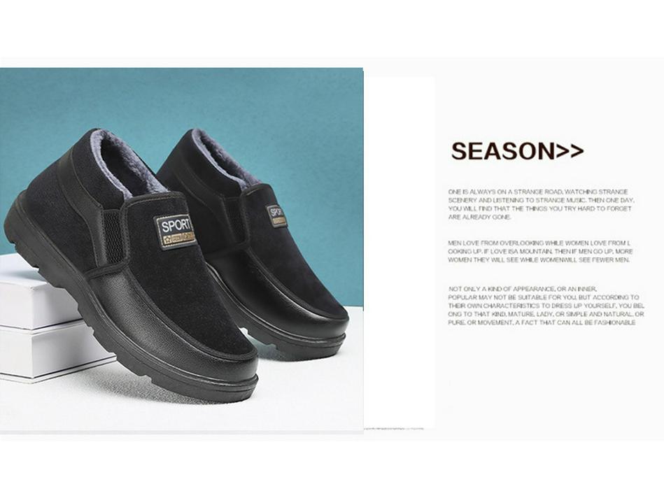 Ghete de iarnă din bumbac pentru bărbați, cu căptușeală din lână - Talpă groasă, rezistente la frig și confortabile pentru seniori